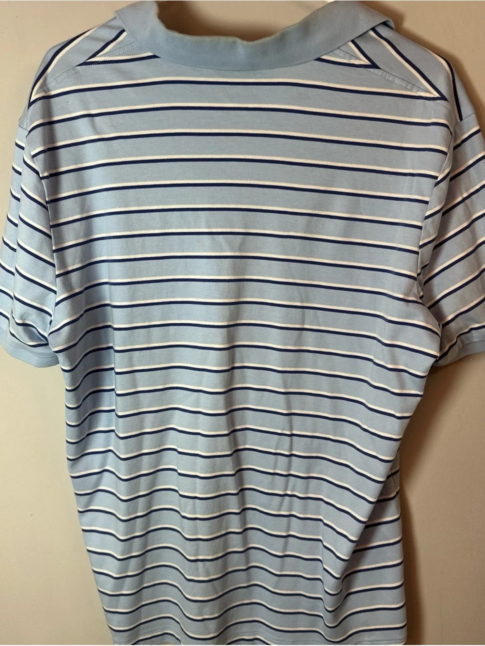 Vintage Polo Ralph Lauren 100% Cotton Blue/White Stripe Polo - Large